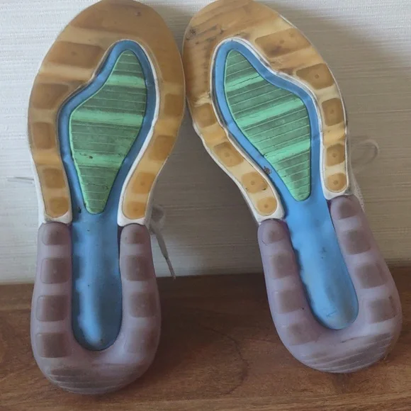 Nike Air Max 270 Women's White Sneakers with Purple and Orange Accents Size 7.5 - Picture 7 of 8